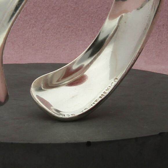 mexico sterling silver vintage beveled cuff bracelet size 6.5in - Picture 3 of 3